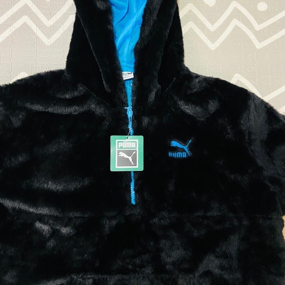 Puma faux fur black hoodie special edition - Picture 3 of 6